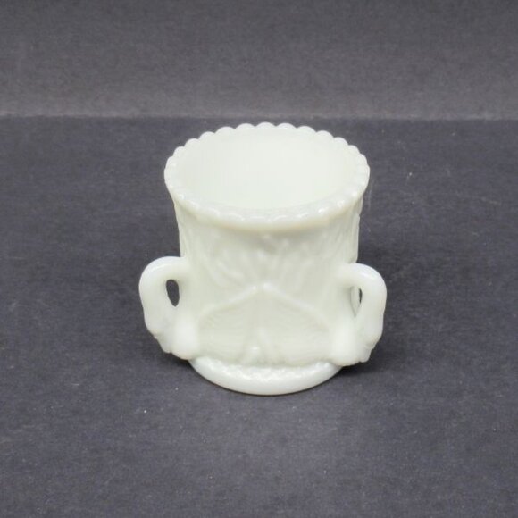 Westmoreland Milk Glass THREE SWAN 2 1/4 Inch High Tooth Pick Holder - Picture 1 of 5